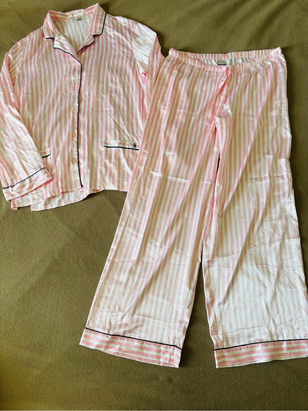 Victoria’s Secret Pink Stripe Pajama Set - Lightweight Long Sleeve & Pants